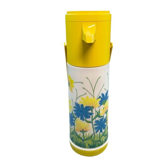 Vintage 1970s Aladdin Pump-A-Drink Dispenser Floral Fantasy Insulated Thermos - Picture 1 of 9
